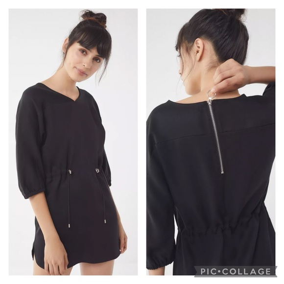 EUC UO Black Adjustable-Waist Tencel Mini Dress - Picture 2 of 11